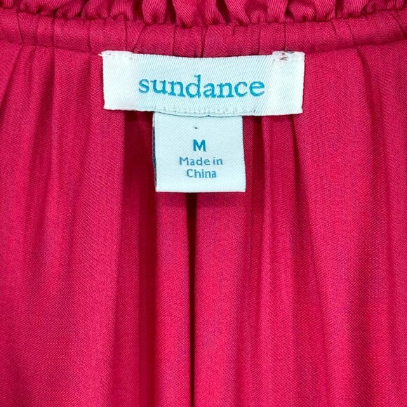 Sundance Womens Blouse Sz Meduim Red Ruffle Long Sleeve Rayon so in love peasant - Picture 5 of 11